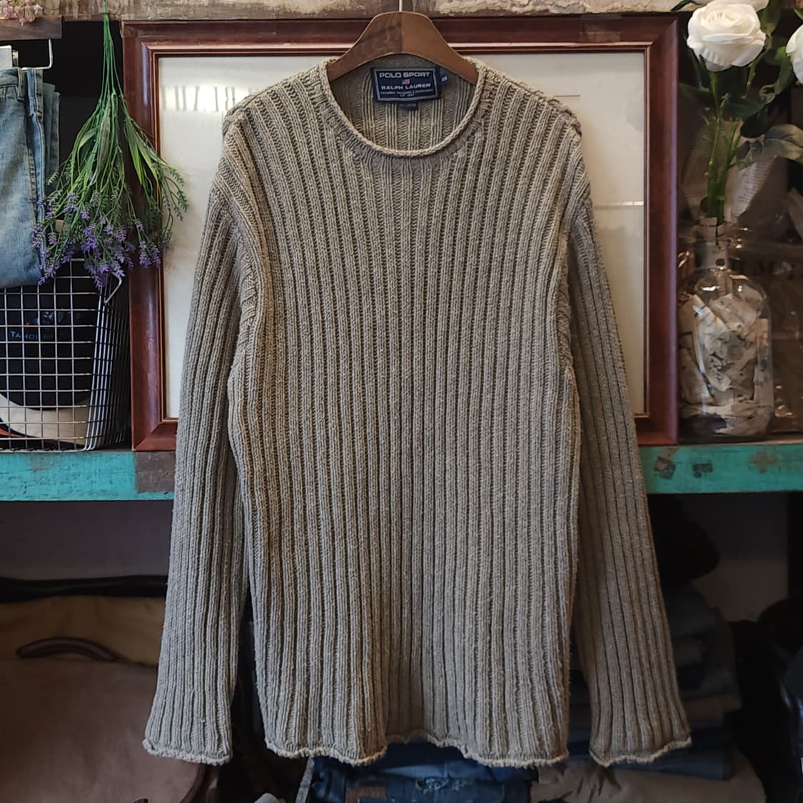 90s 폴로 스포츠 코튼 니트 골지 스웨터 105 빅사이즈 상품이미지1