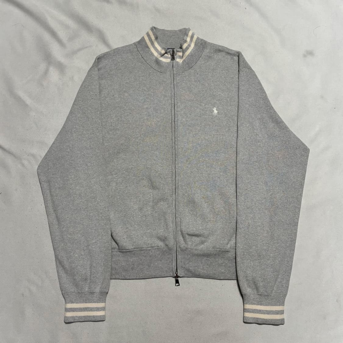 폴로 랄프포렌 화이트포니 코튼 그레이 니트집업 상품이미지2