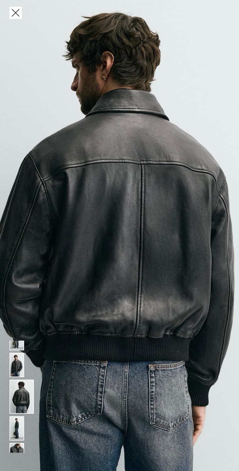 Zara 자라 고트스킨 포켓 레더 자켓 M 상품이미지2