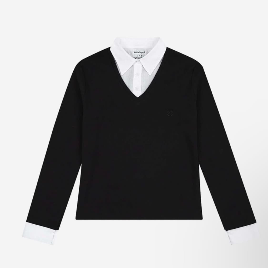 사파리스팟 스쿨 셔츠 슬리브 블랙 화이트  상품이미지1