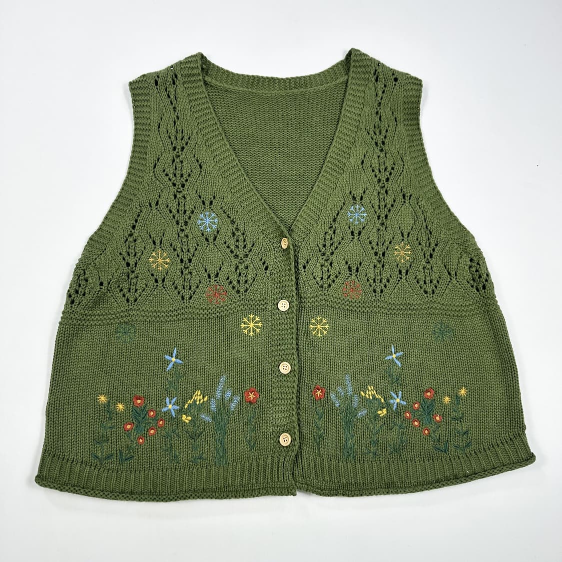VTG 빈티지 플라워 카키 니트 조끼 (L 여성추천) 상품이미지2
