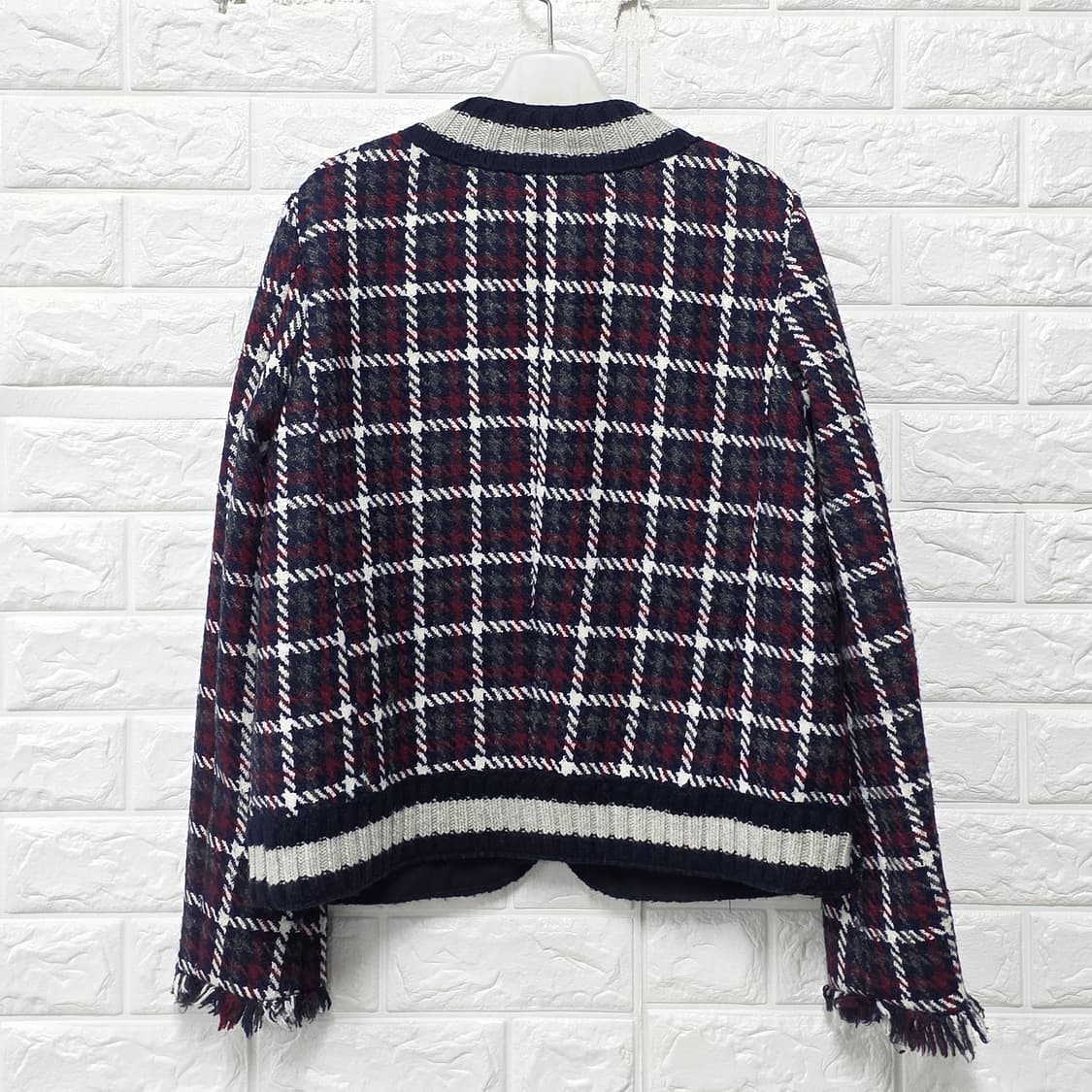 지컷 체크 트위드 집업 자켓 M 상품이미지4