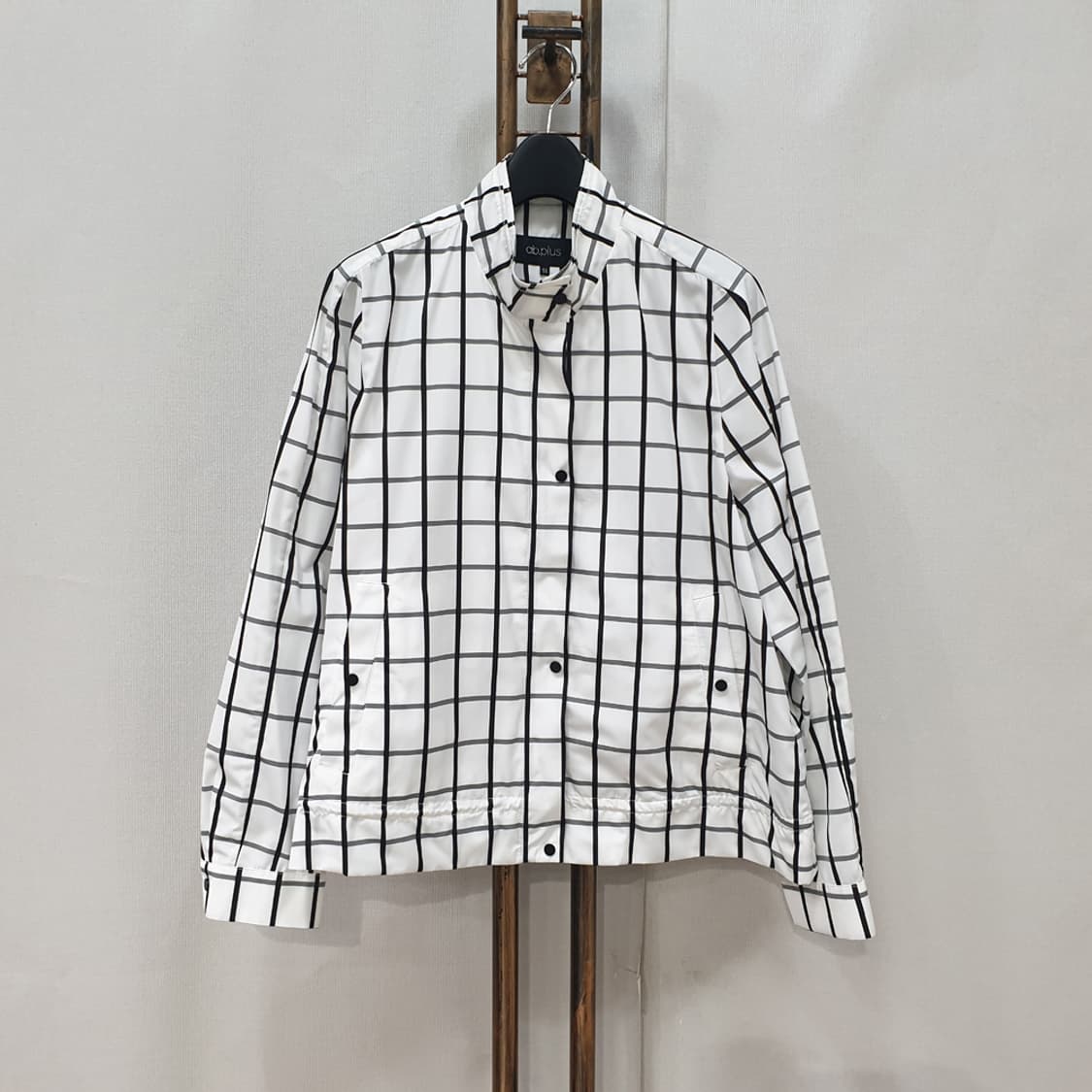 abplus 차이나 카라 허리스트링 체크 점퍼 55 상품이미지1