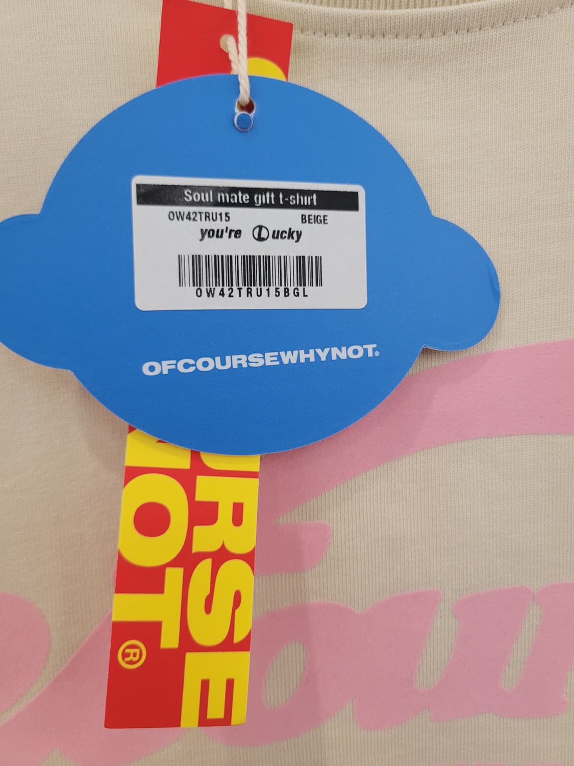 오브콜스와이낫 핑크 로고 반팔티셔츠 L사이즈 택달린새제품 상품이미지4