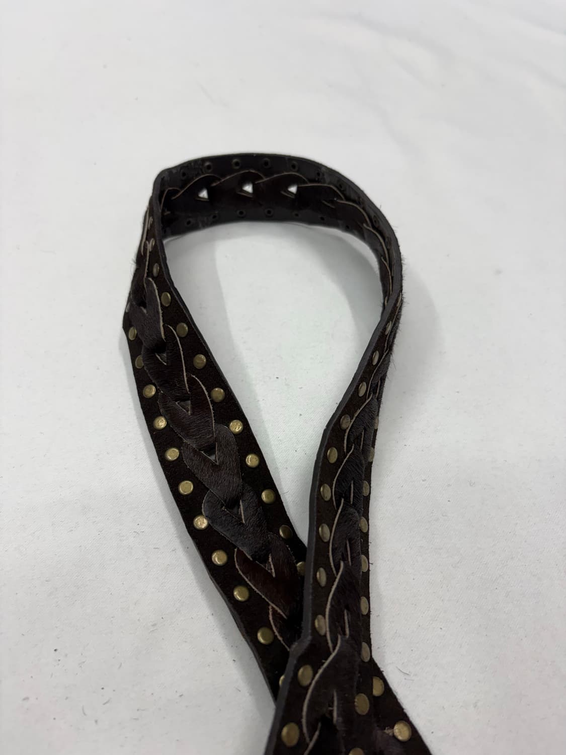 빈티지 브라운 스터드 브레이드 레더 벨트 상품이미지3