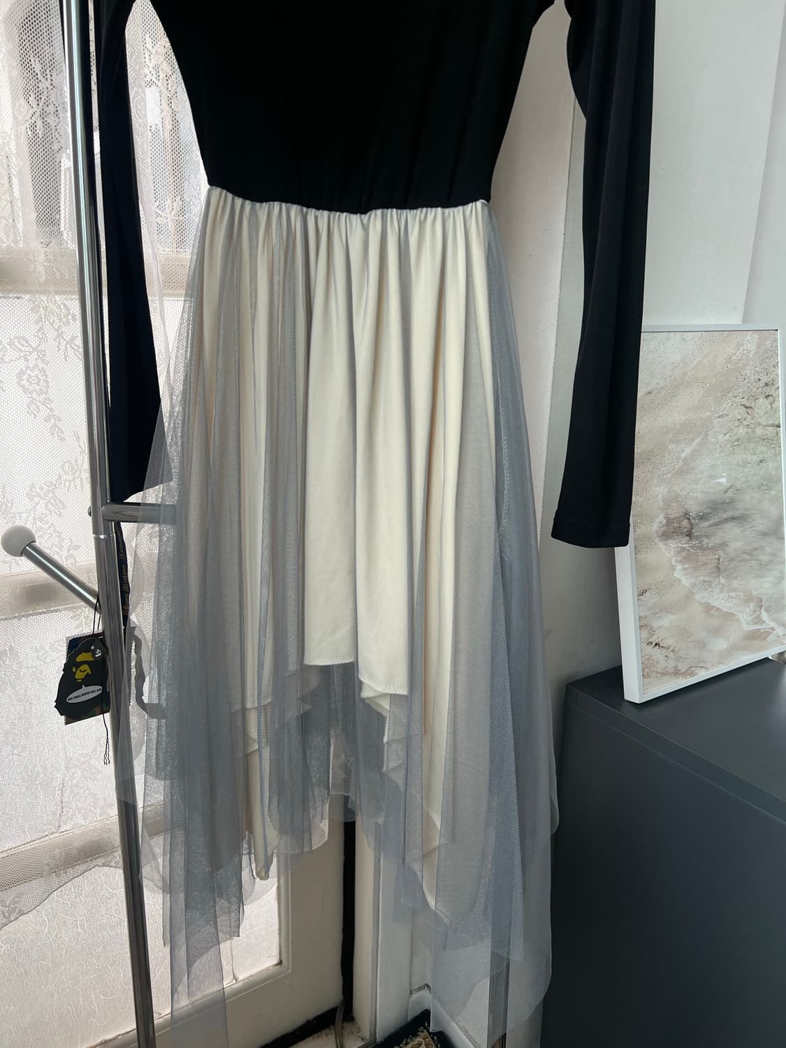 [새상품]발레리나 배색 캉캉 미들트임 레이어드 원피스 상품이미지4