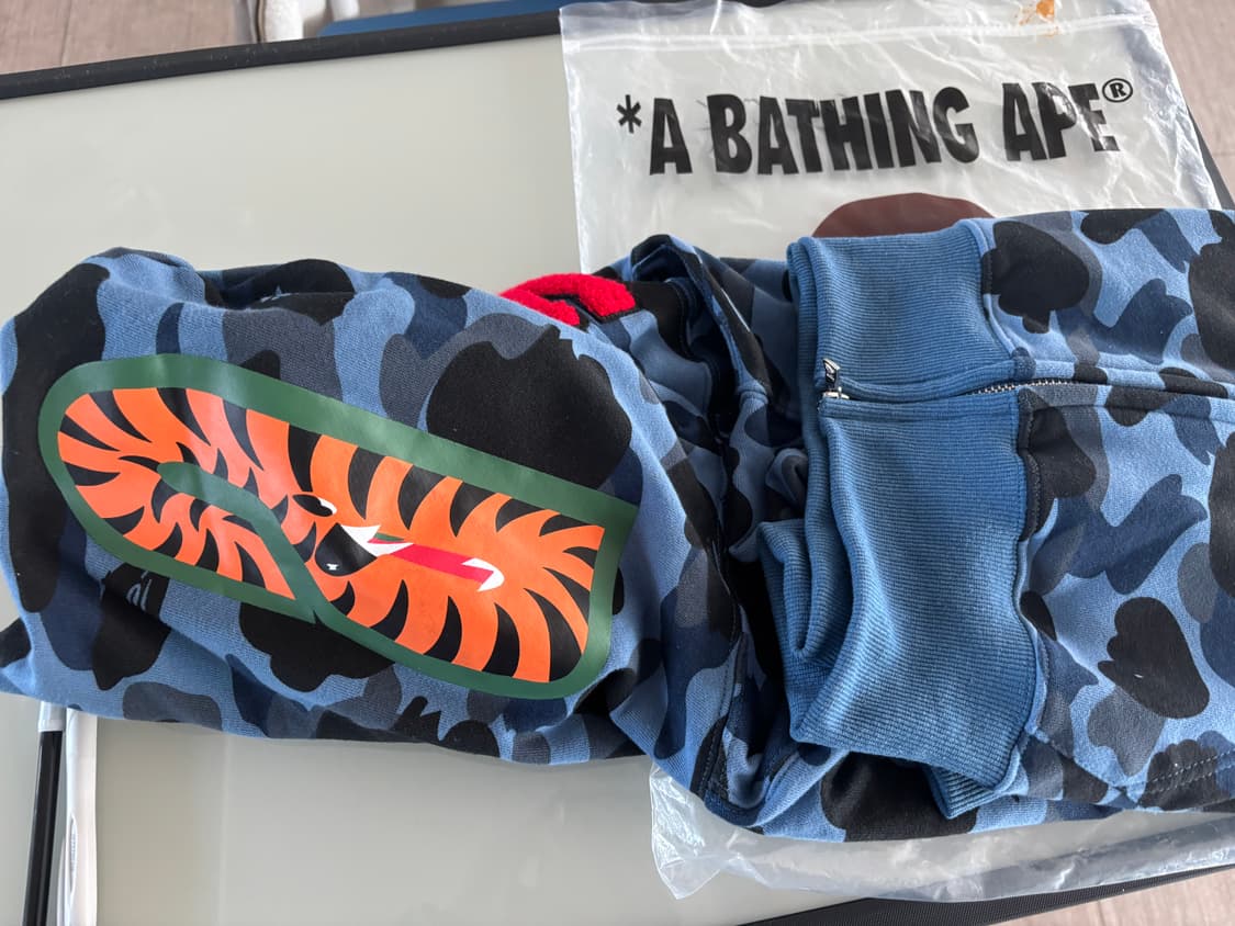 베이프 컬러 카모 샤크 풀집업 후디 네이비 상품이미지5