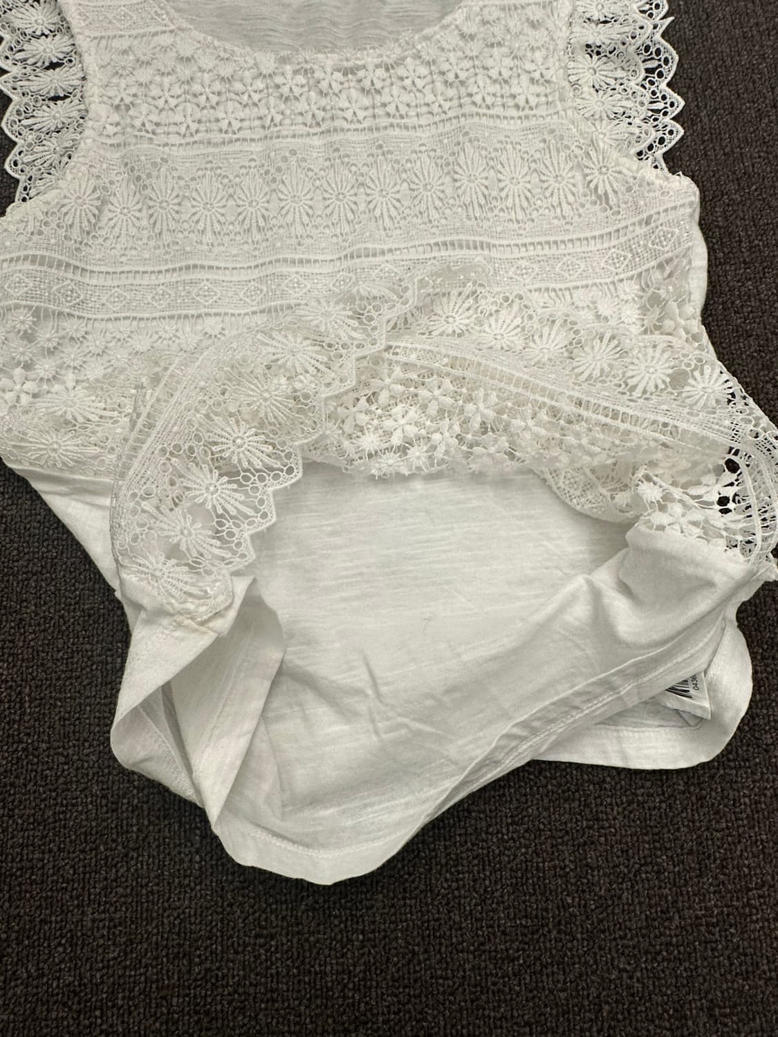 S)Japanese vintage 여성 펀칭 레이스 화이트 나시 상품이미지4