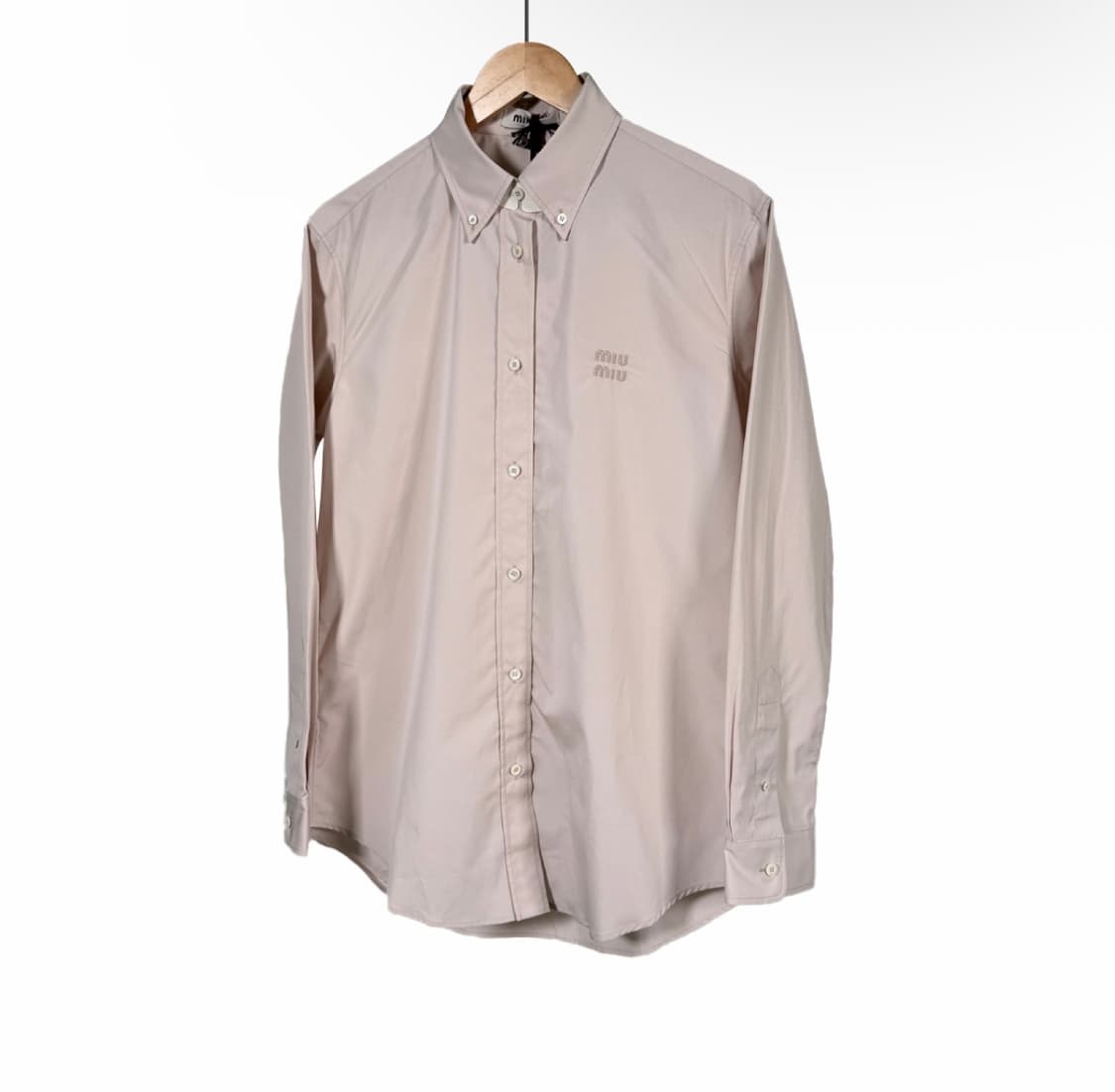 [40] 미우미우 자수 로고 포플린 오버사이즈 셔츠 오팔 핑크 상품이미지2