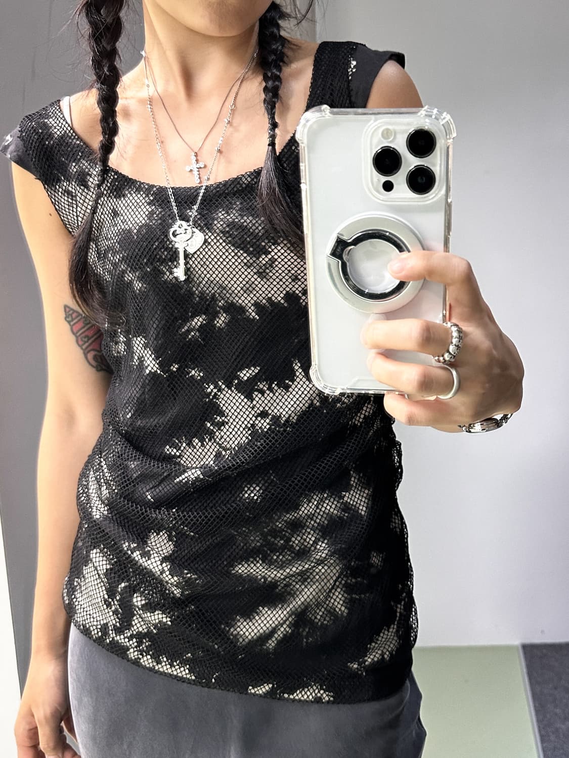 net layered dyed top 상품이미지1