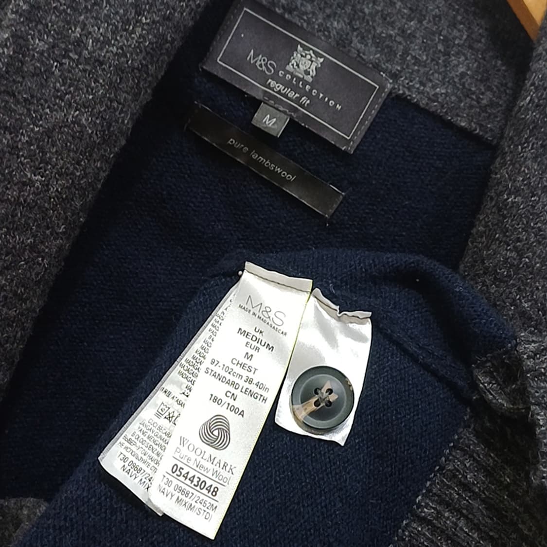 막스앤스펜서 숄카라 울 니트 가디건 남성 M 중간두께 사랑봉봉 상품이미지3