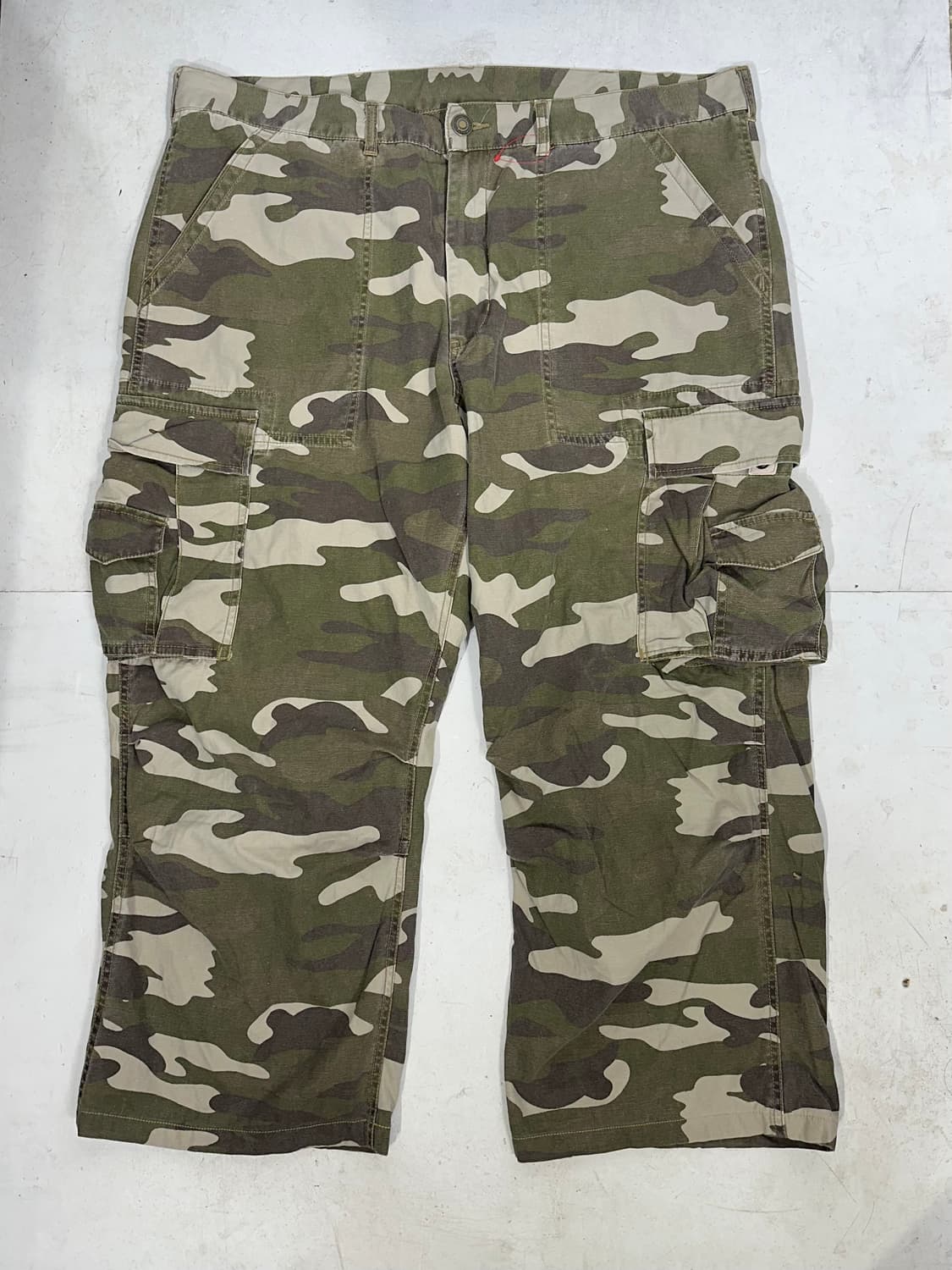 빈티지 베이지 카모 밀리터리 와이드 카고 팬츠 110 상품이미지4