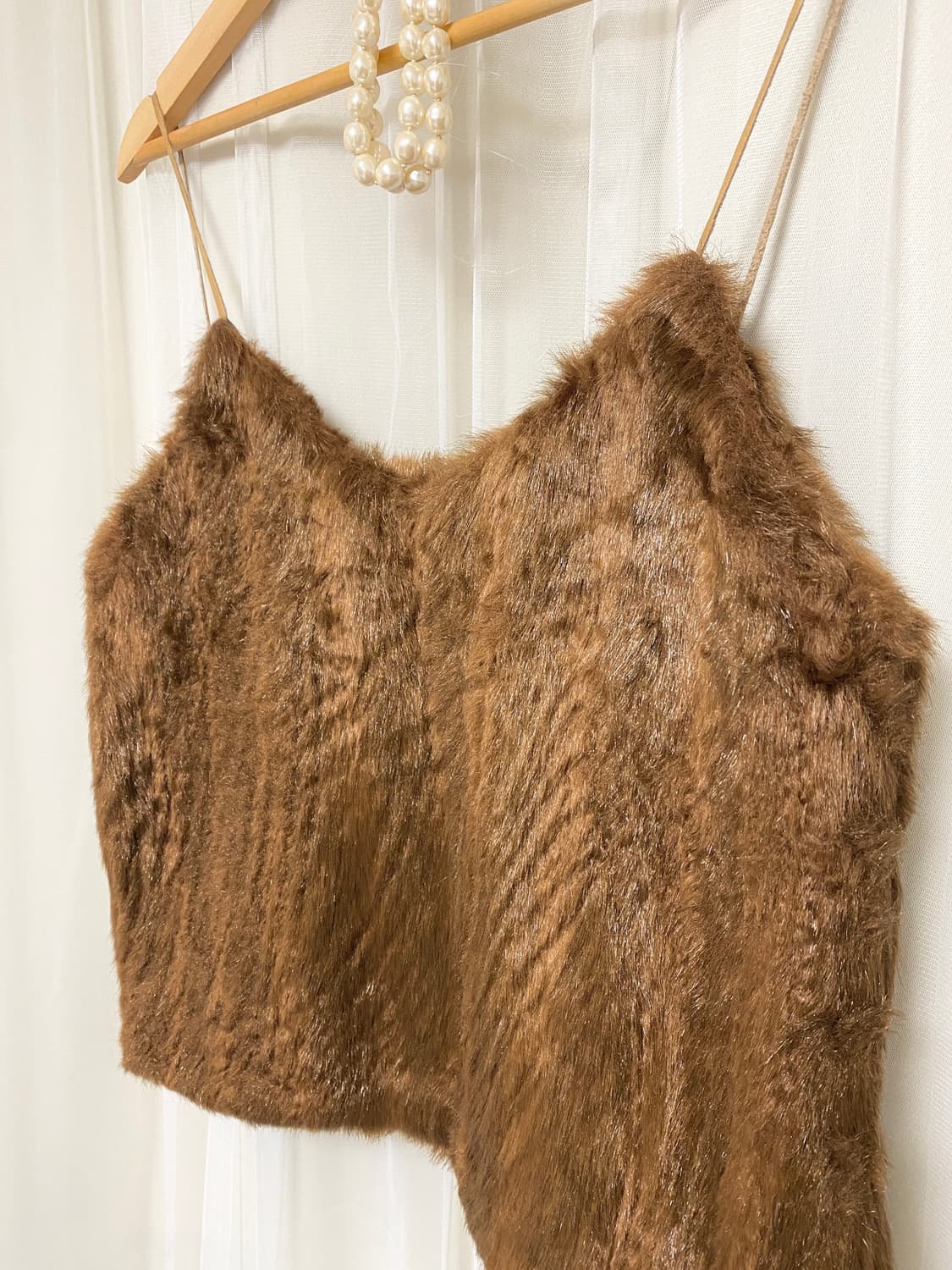 Vintage Brown Faux Fur Vest Bustier 상품이미지4
