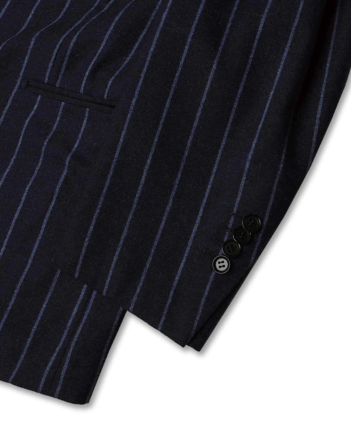 링자켓 [Ring Jacket] 네이비 하늘색 스트라이프 플란넬 울 수트 상품이미지4