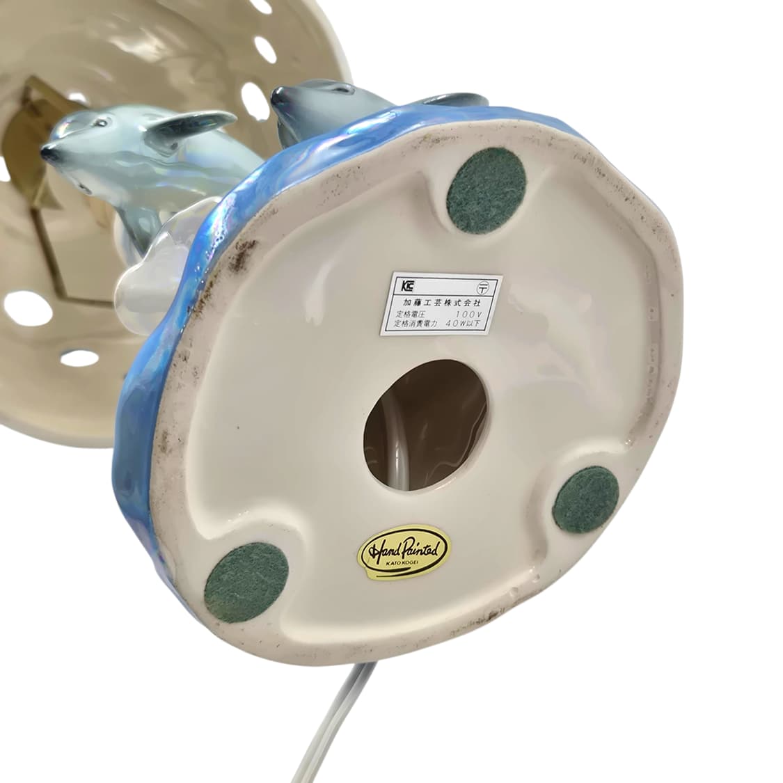 80s 가토 공예 도자기 돌고래 오로라 스탠드 램프 상품이미지6