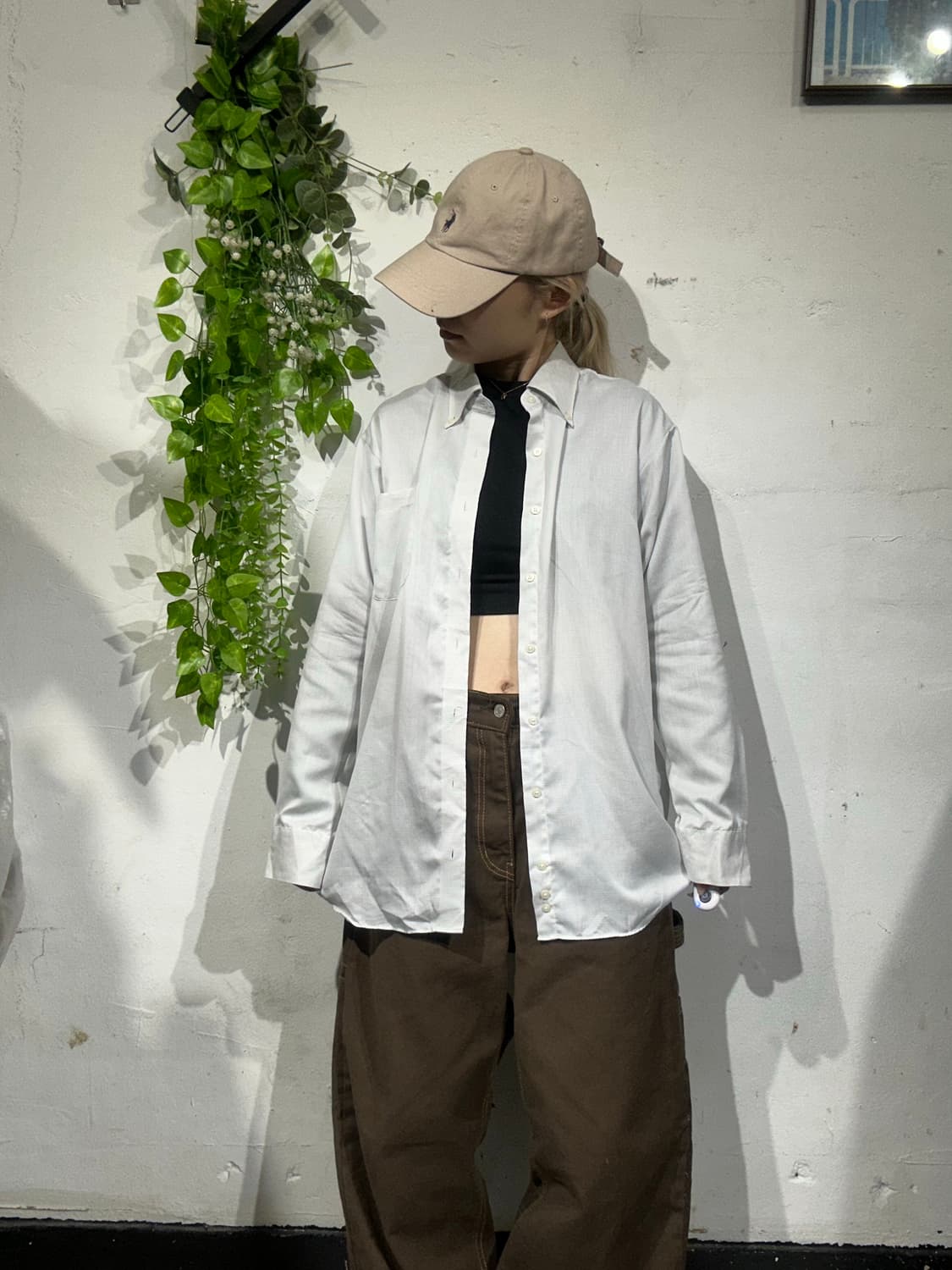 일본 빈티지 화이트 오버핏 스트라이프 셔츠 L 상품이미지2