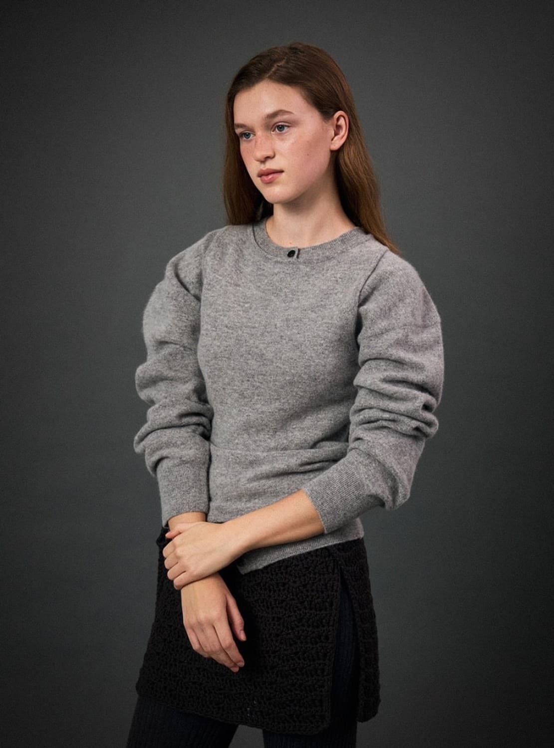 게드 ged 버튼 울 레이어드 니트 그레이  상품이미지1