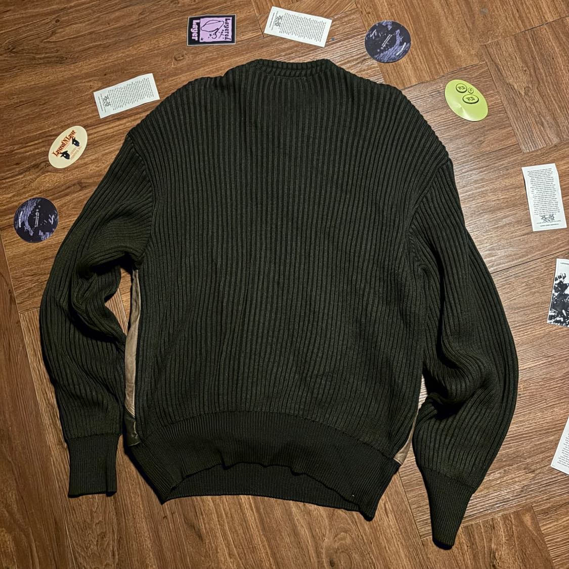 90s Mix matched Leather wool knit 상품이미지5