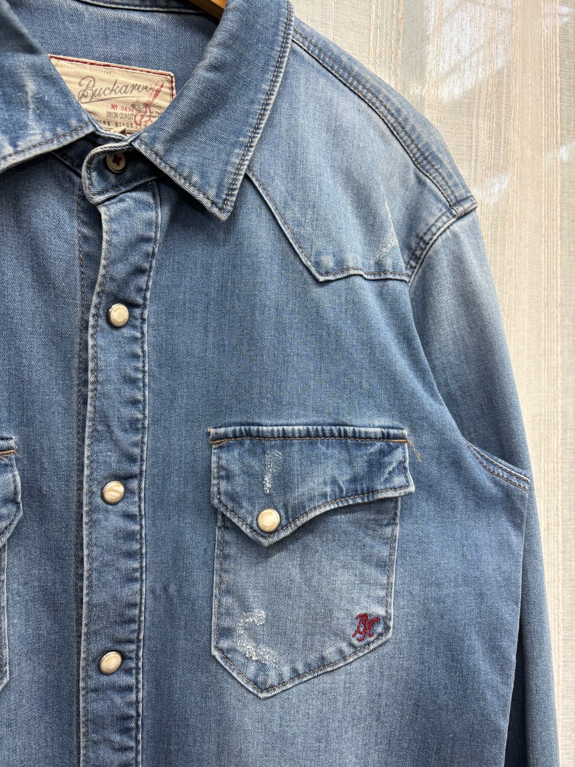 Buckaroo 버커루 빈티지 라이트워시 웨스턴 데님 셔츠 Size: L 상품이미지3
