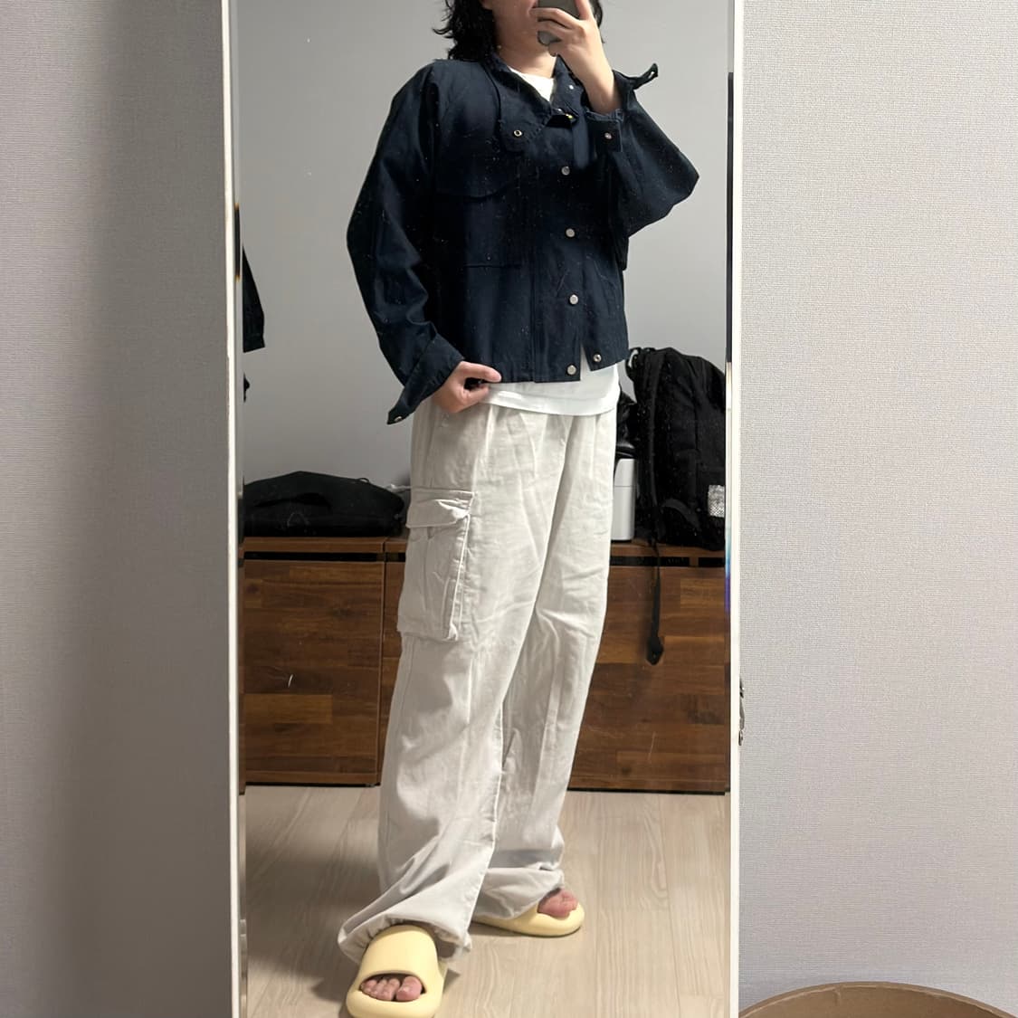 크롭 야상 자켓 네이비 상품이미지1