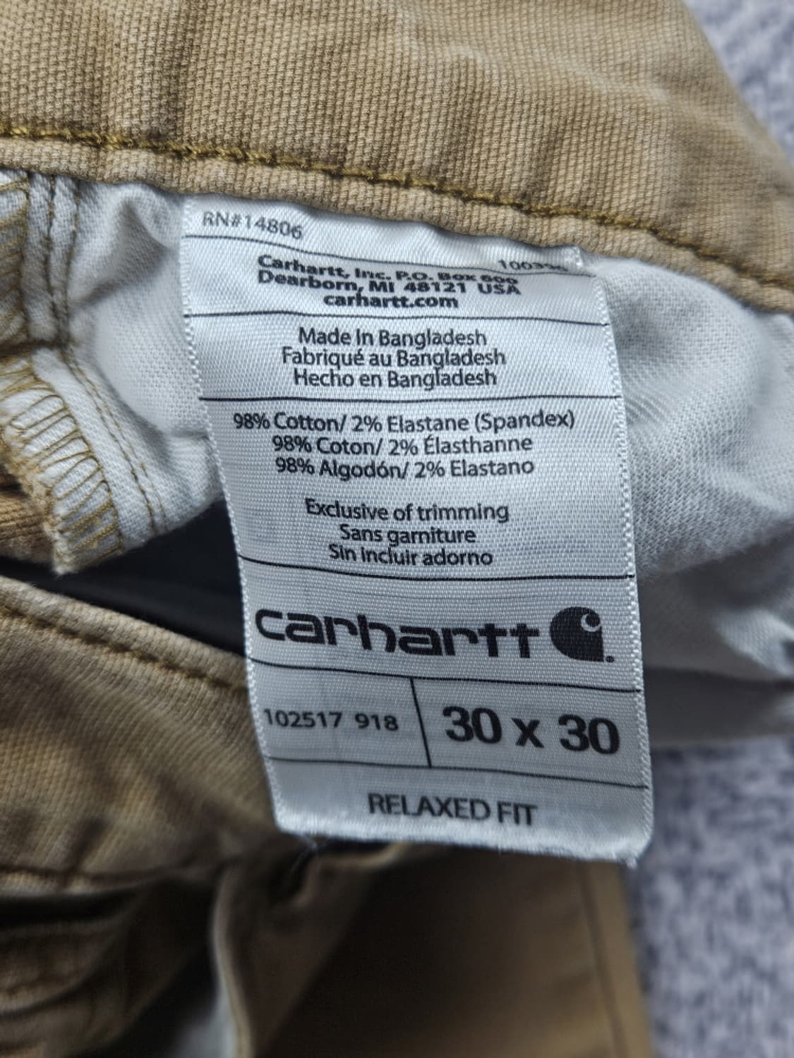 칼하트 코튼 캔버스 카펜터 워크 팬츠 ( 30X30 ) / 10578 상품이미지7