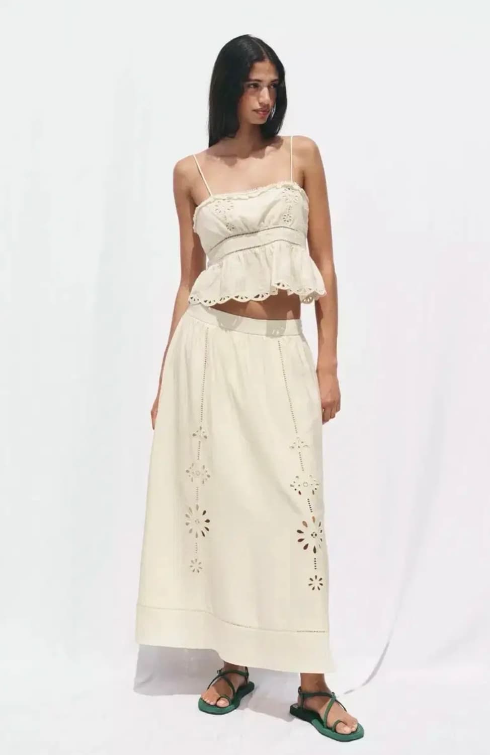 ZARA 츄 착용 자라 자수 펀칭 크롭 탑, 자라 자수 나시 상품이미지9