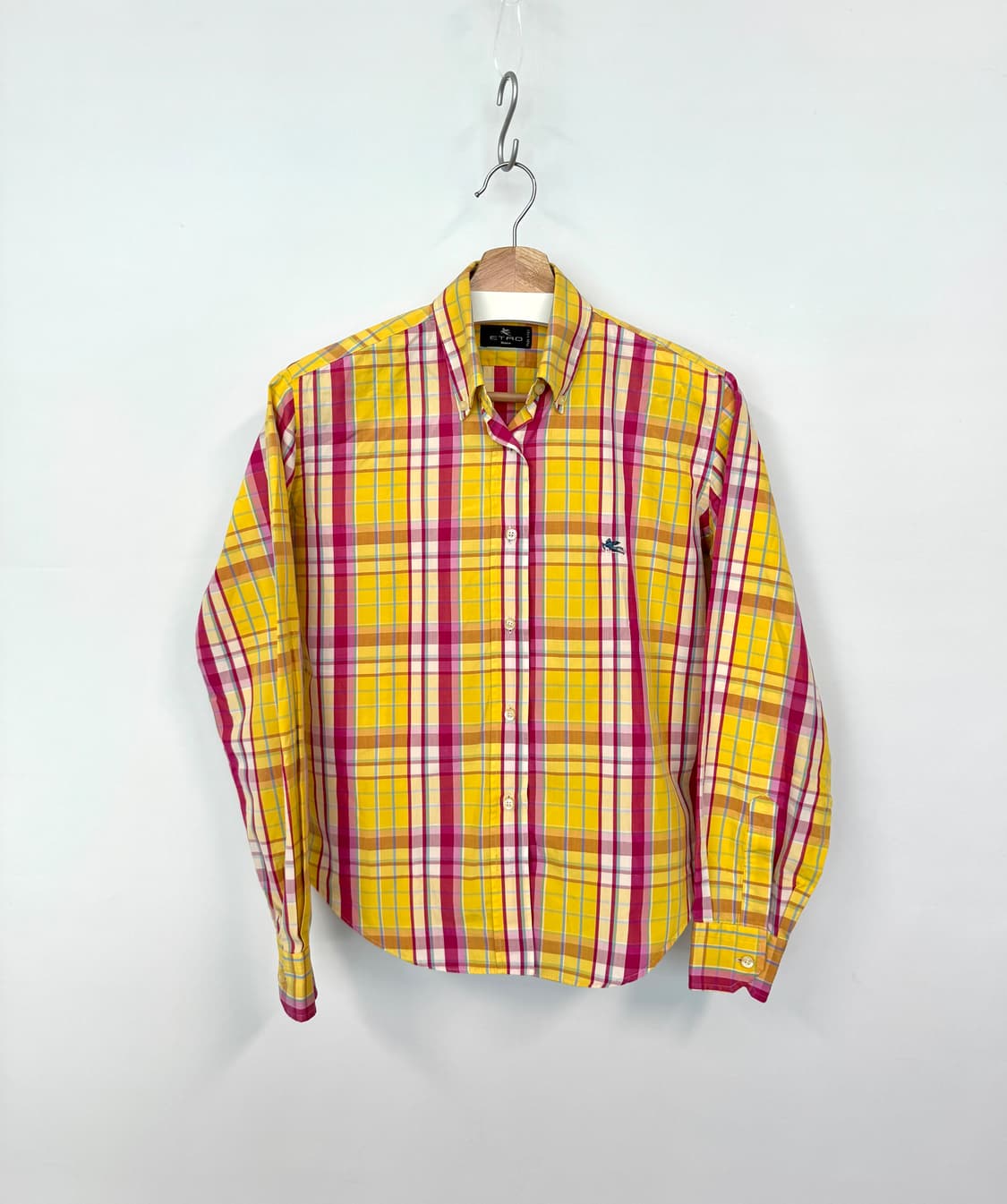 ETRO 에트로 옐로우, 핑크 마드라스 체크 패턴 블라우스 셔츠 42 상품이미지1