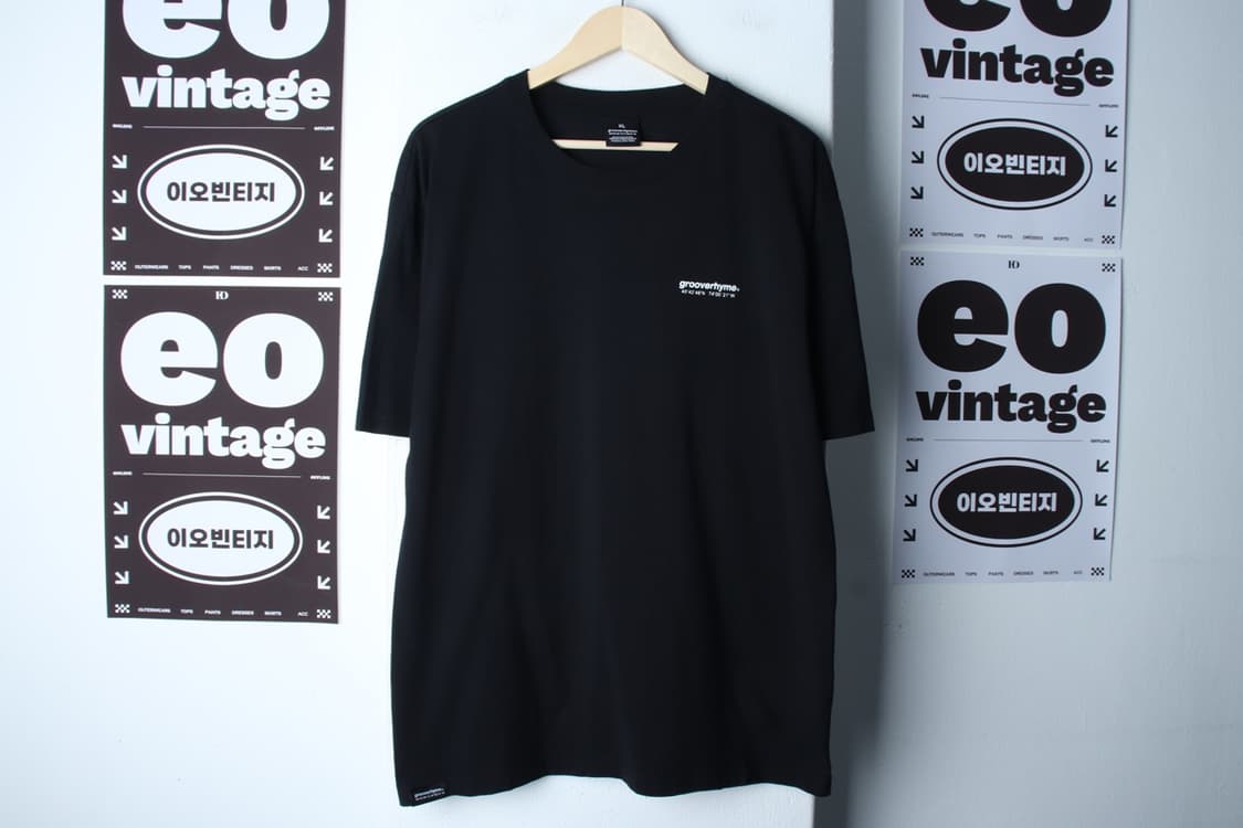 (XL-2XL) 그루브라임 반팔 티셔츠 레터링 블랙 올드스쿨-H32814 상품이미지2