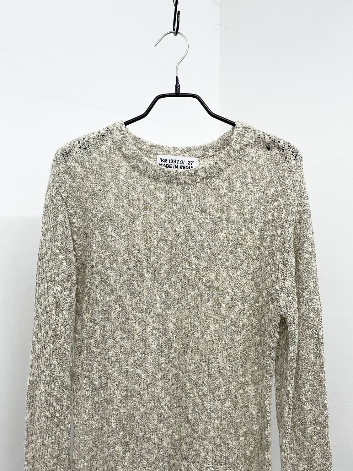 멜란지 데미지 루즈 절개 니트탑 상품이미지7