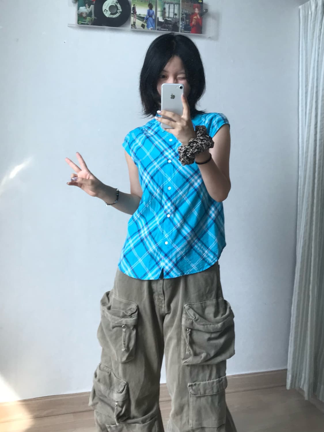 Beanpole blue checkered half shirt 상품이미지2