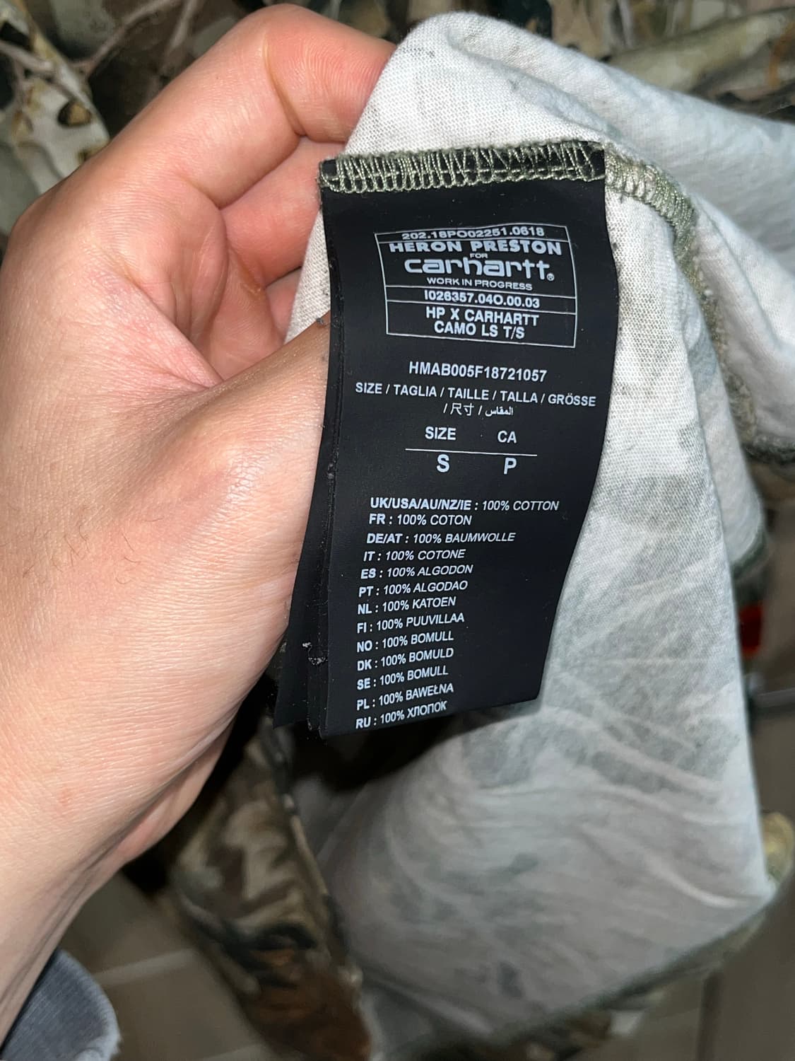 칼하트 WIP x 헤론프레스톤 카모 긴팔티 S 상품이미지9