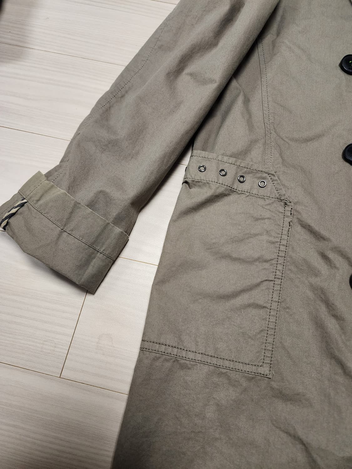 GGPX  더블버튼 봄 롱 자켓 카키색 상품이미지5