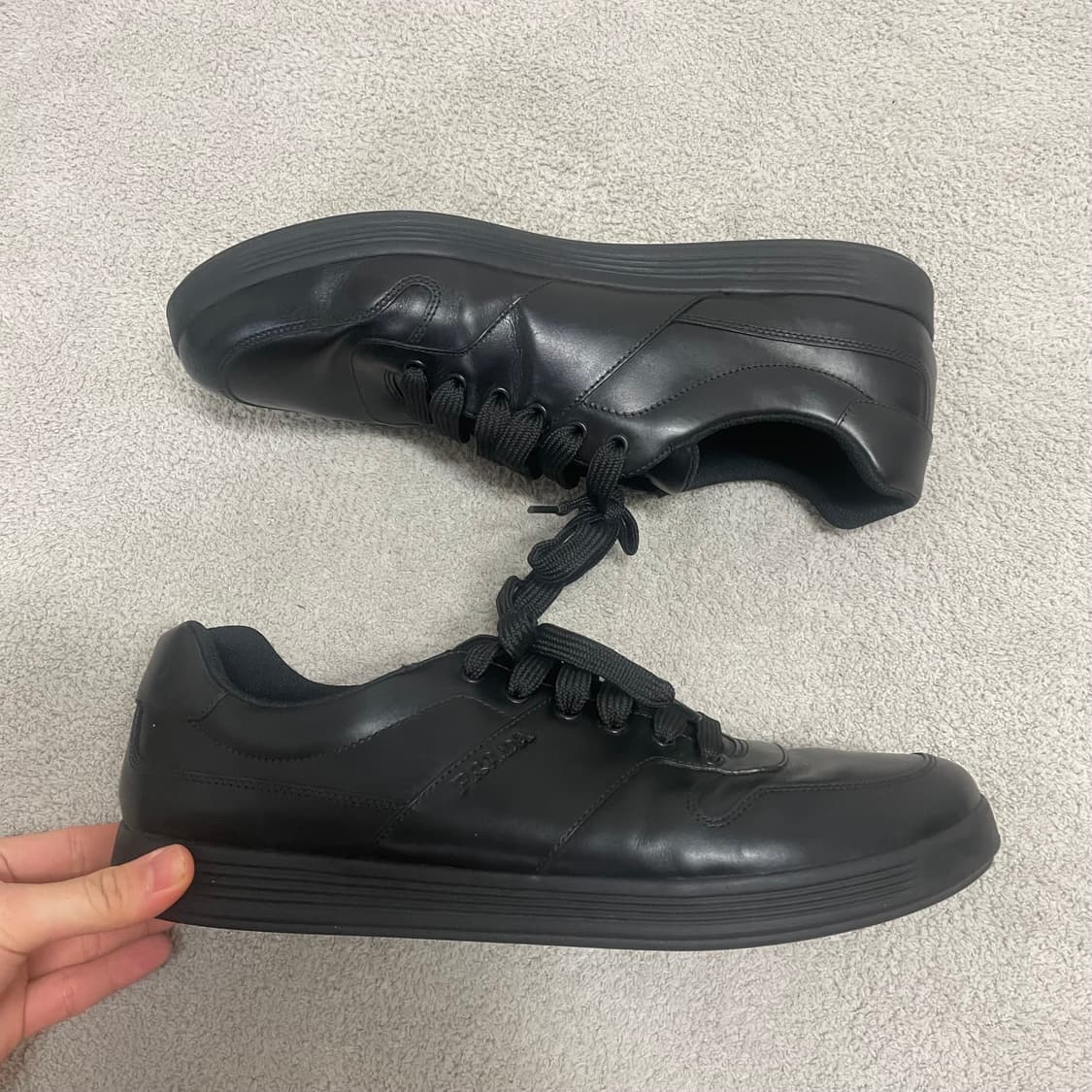 295) 프라다 레더 사이드 로고 레이스 스니커즈 신발 상품이미지2