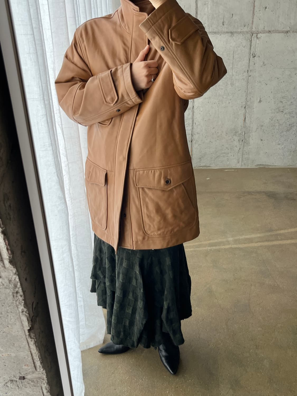 Crocodile 천연 양가죽 자켓 카멜 상품이미지4