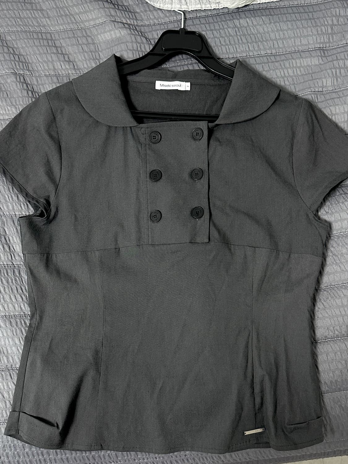 미세키서울 double botton shirt 더블 버튼 셔츠 탑 차콜 상품이미지3