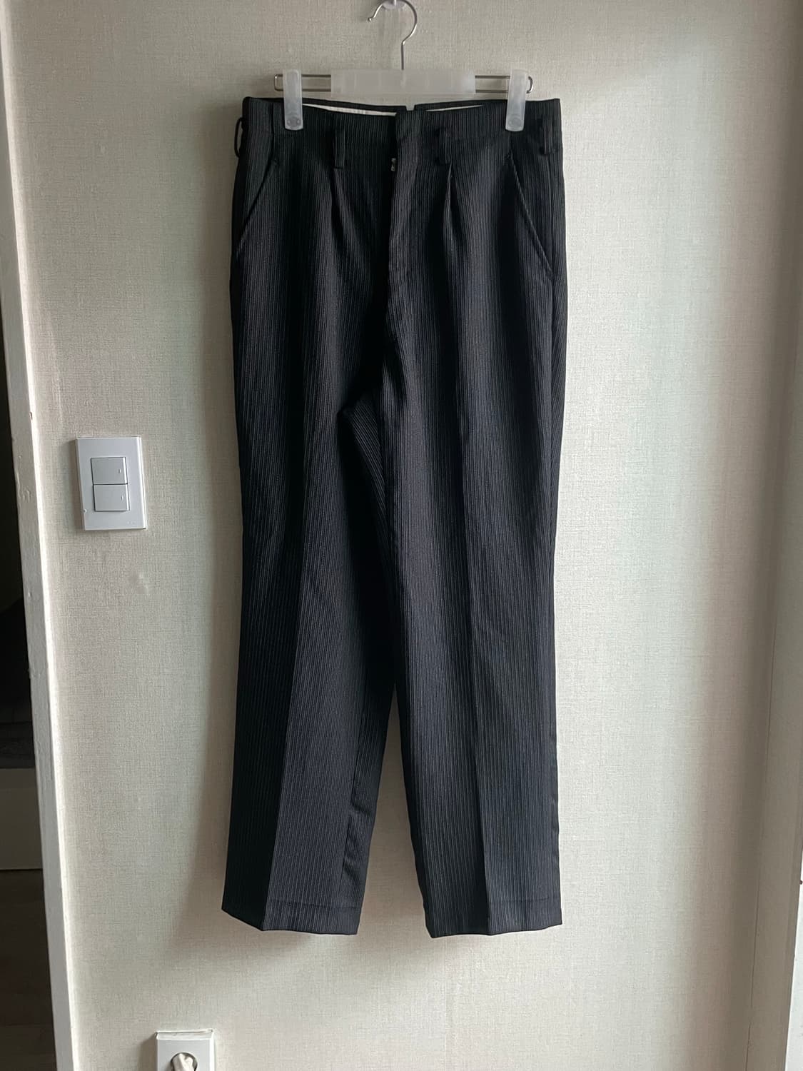 80s 일본  블랙 스트라이프 테일러 슬랙스 상품이미지7