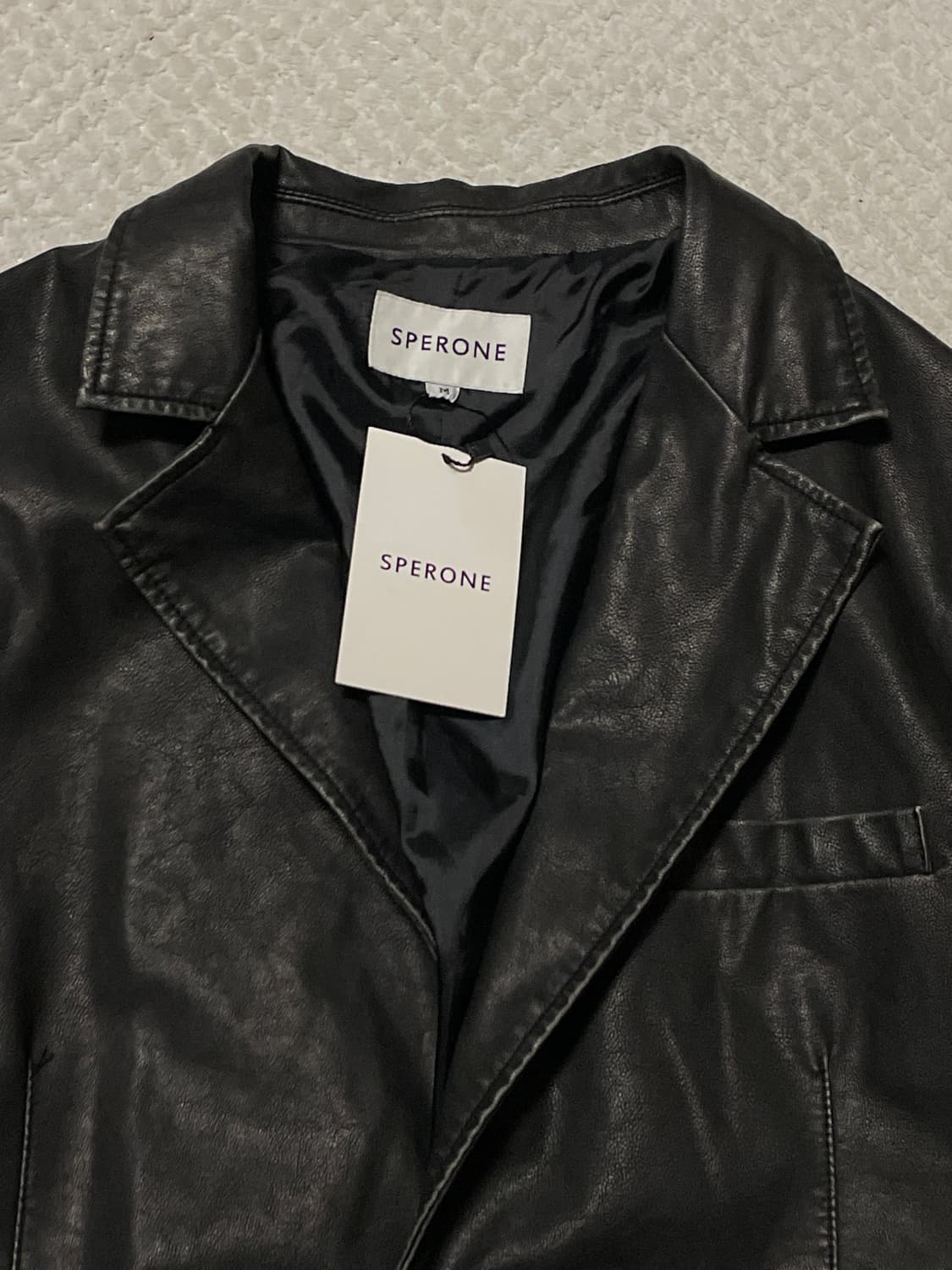 SPERONE 스페로네 비건 레더 오버사이즈 미니멀 2버튼 워싱 레더 상품이미지5