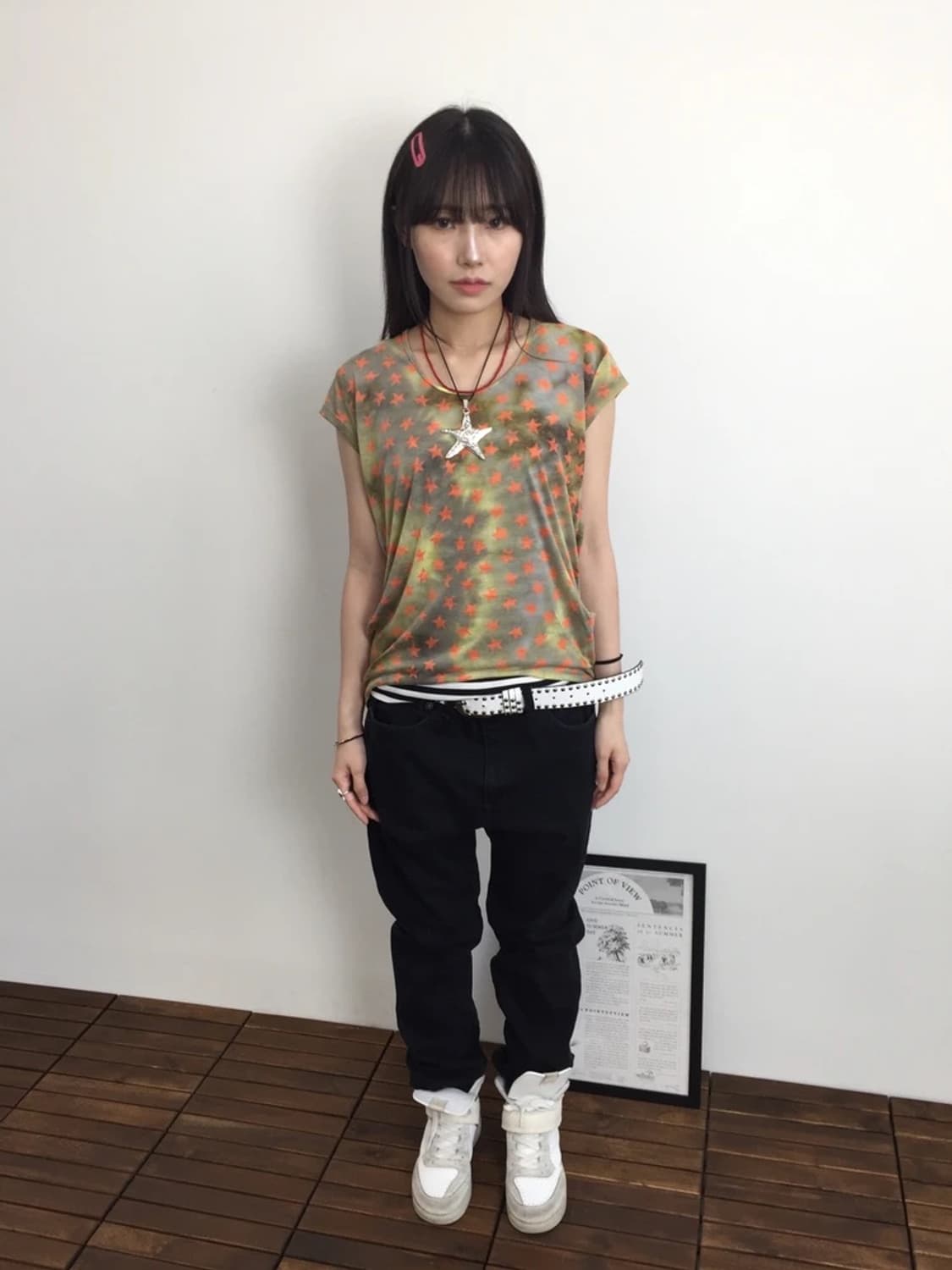 Japanese Star Pattern Tunic Tee 상품이미지1