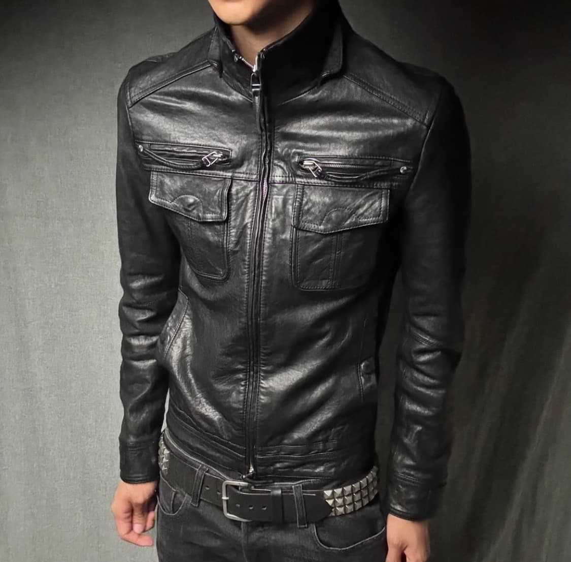 Lamb skin pocket Leather jacket 램스킨 레더 상품이미지3