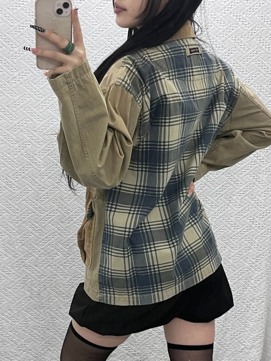 쉐인진 빈티지 코지 트러커 언발 체크 워크 자켓 95 C10398 상품이미지2