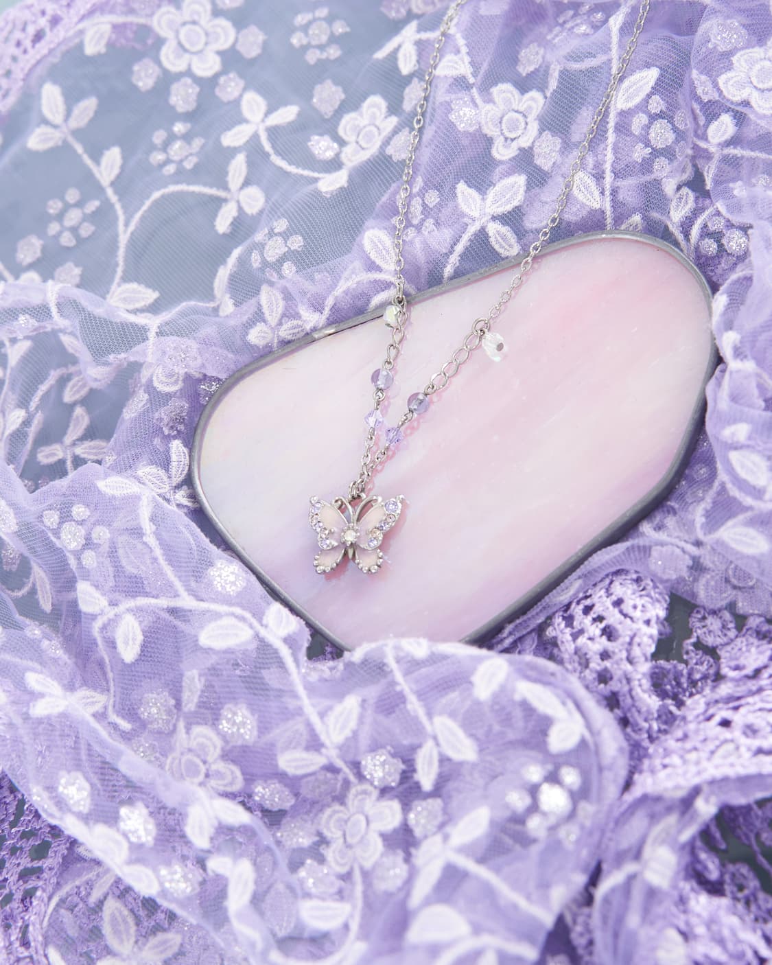 Anna sui 뮤트퍼플 큐빅 포이트 목걸이 상품이미지2