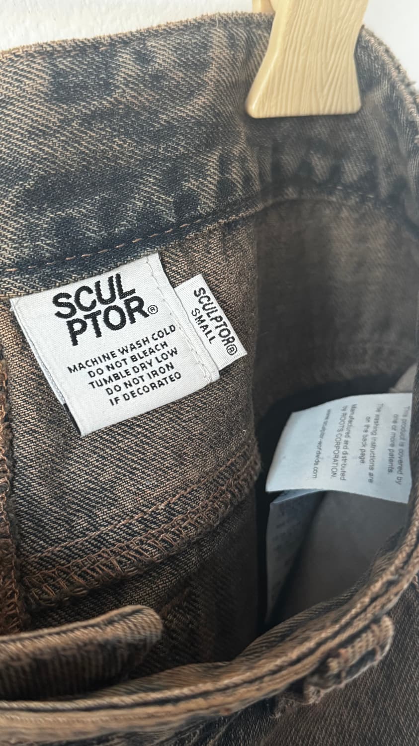 스컬프터 카고 조거팬츠 워시드 데님 S (브라운-인디고) 상품이미지7