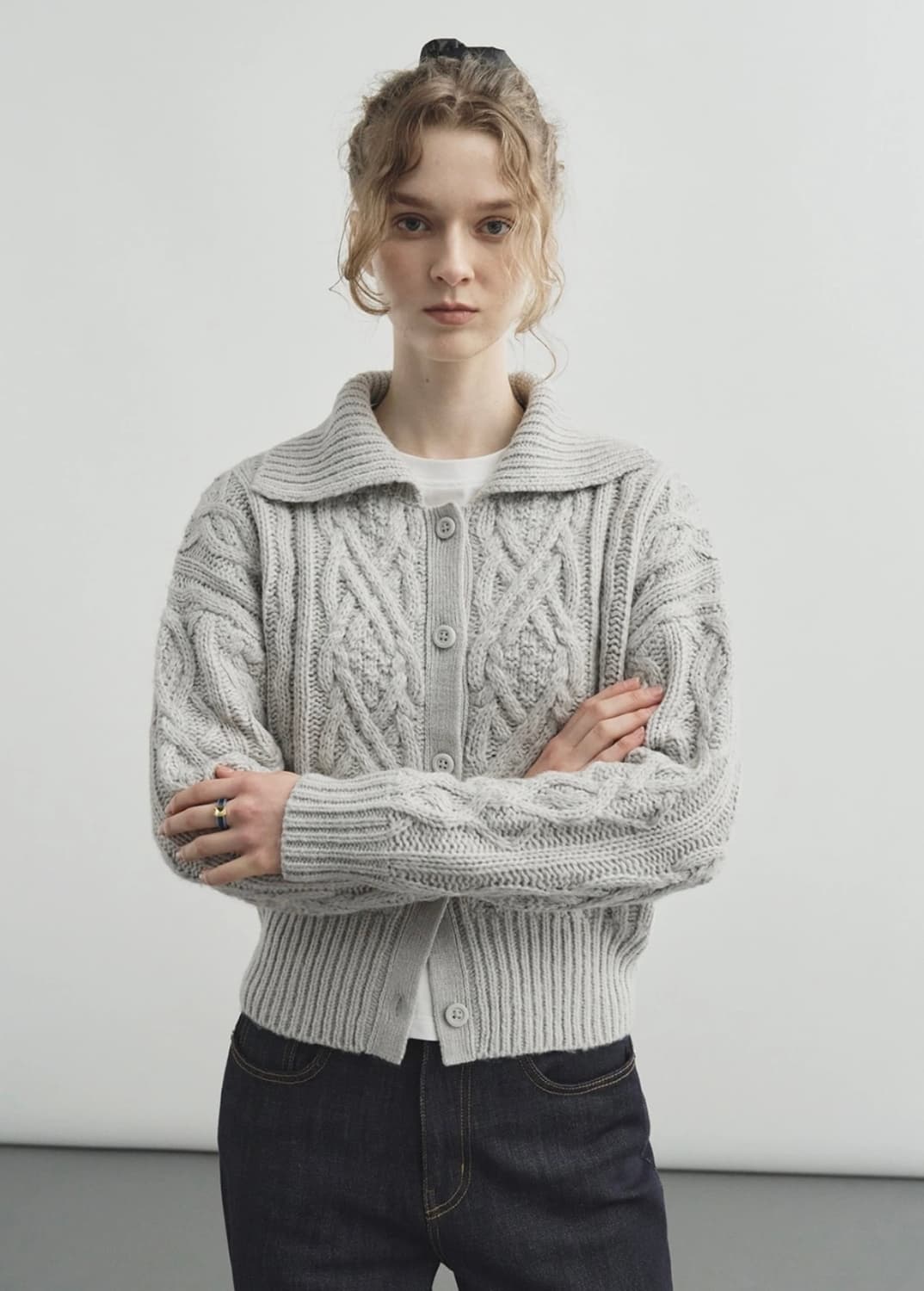 몽돌 카라 가디건 (라이트 그레이) 상품이미지7