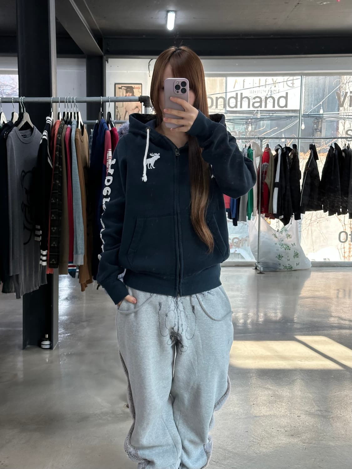 아베크롬비 시그니처자수 빅로고 머슬핏 후드집업 상품이미지2