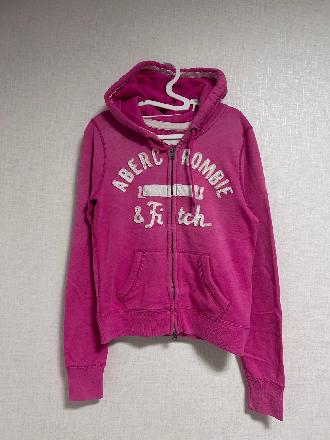아베크롬비 y2k 기모 후드집업 핫핑크 M 상품이미지4