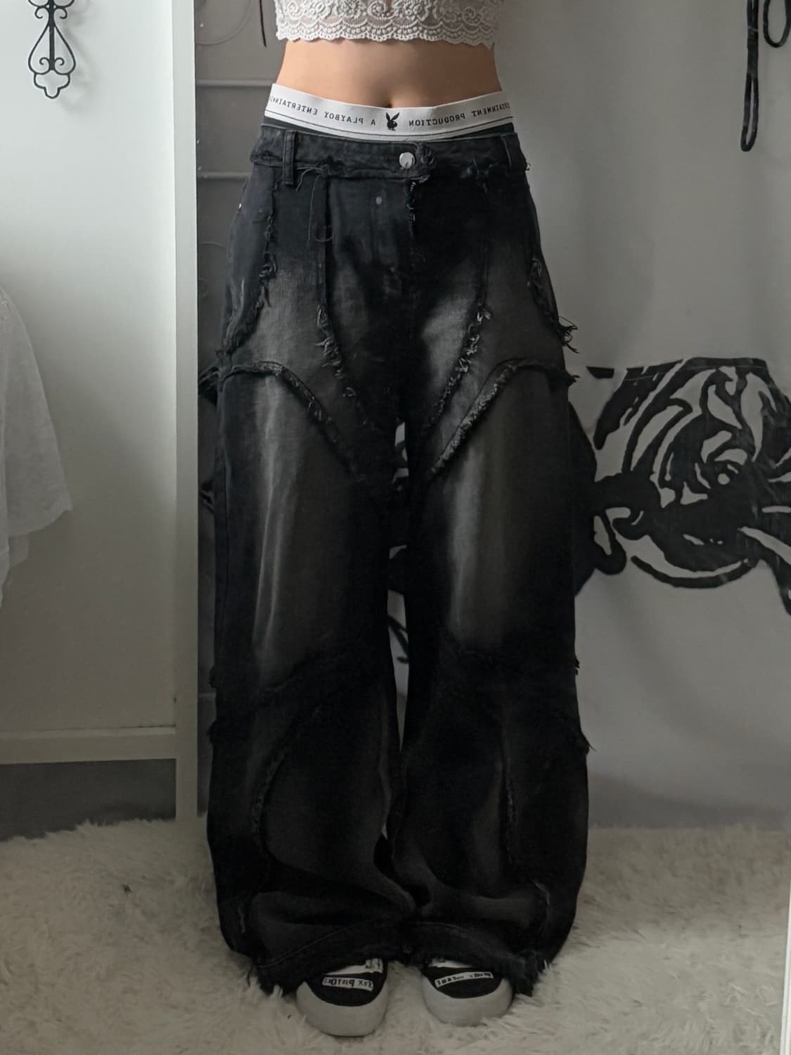 • dark blue denim wide pants 상품이미지2