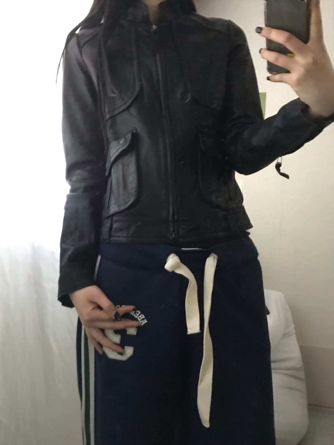 차이나카라 블랙 양가죽자켓 상품이미지3