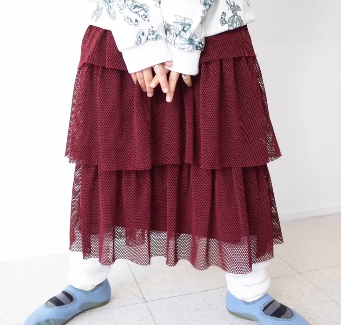 버건디 네트메쉬 샤 스커트 캉캉스커트 상품이미지1