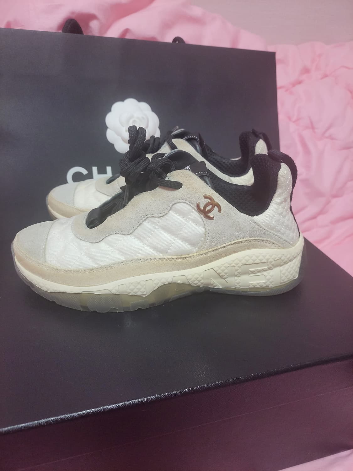 정품)급처상태좋음!샤넬 믹스드파이버 스니커즈 운동화 신발 상품이미지3