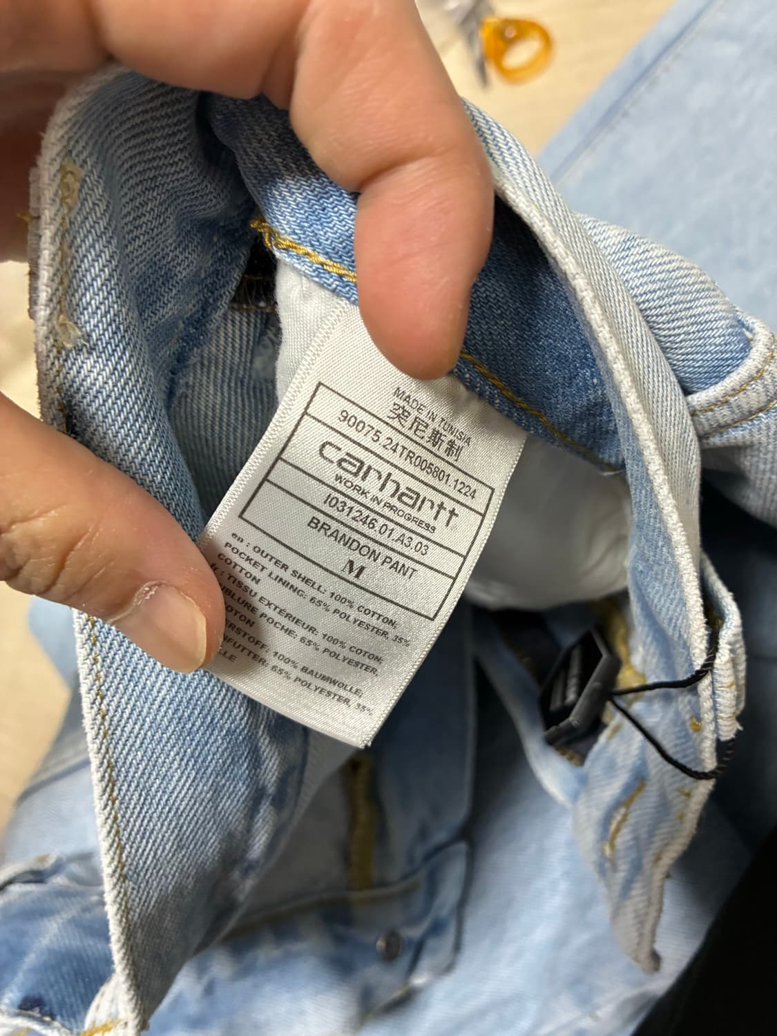 칼하트 WIP 브랜돈 팬츠 블루 헤비 스톤 블리치드 판매 상품이미지4